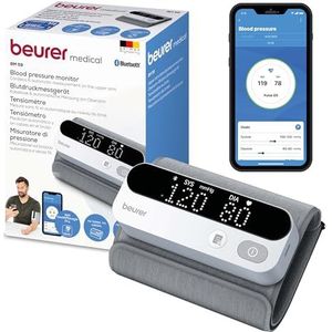 Beurer BM 59 bloeddrukmeter voor de bovenarm, manchet zonder slangen en kabels, led-risico-indicator, hartritmestoornis-herkenning, bovenarmomtrekken van 22-42 cm, met app-verbinding