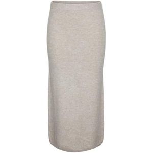 PIECES Pcnuna MW enkelslit Knit Skirt BC Rock, zilvergrijs/Detail: mélange, L voor dames, Zilvergrijs/Detail: Mélange, L