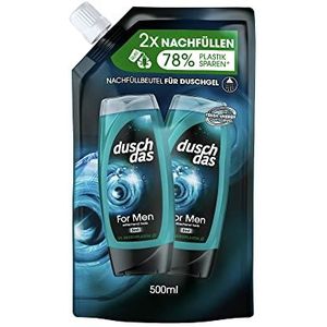 Duschdas 3-in-1 douchegel & shampoo For Men navulzak, douchebad met Fresh Energy-geurformule zorgt voor een verfrissende start van de dag, 500 ml, 1 stuk