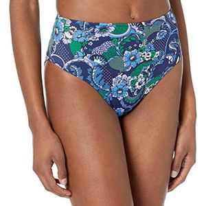 Amazon Essentials Bikinibroekje met hoge taille en hoge pijpen, diepblauw paisley, L