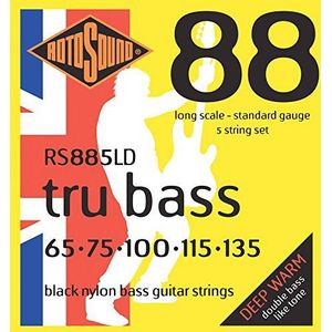 Rotosound snaren voor elektrische bas TRU BASS NYLON FLATWOUND 5-snaren RS885LD NYLON FW LONG Standard 65-135