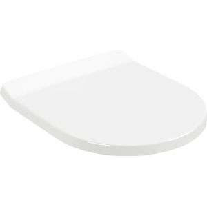 Villeroy & Boch Architectura SlimSeat WC-bril, toiletdeksel met softclosemechanisme, afneembare toiletbril van onbreekbaar duroplast, wc-deksel, origineel reserveonderdeel, ovaal, wit alpine, glanzend