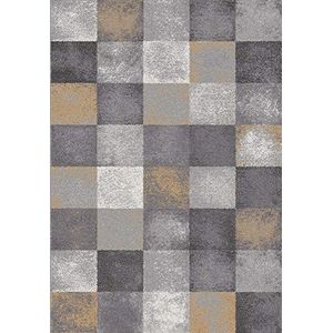 Universal Modern geometrisch tapijt Amber Check grijs, 100% polypropyleen, 115 x 160 cm