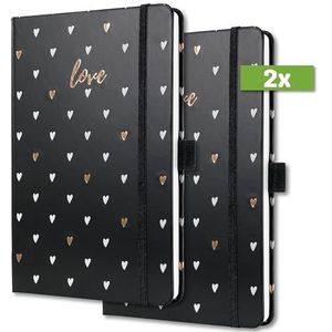 SIGEL J4335 Jolie Agenda semainier 2024, Dark Love, 13,5 x 20,3 cm, couverture rigide, 174 pagina's, zwart, 2 stuks