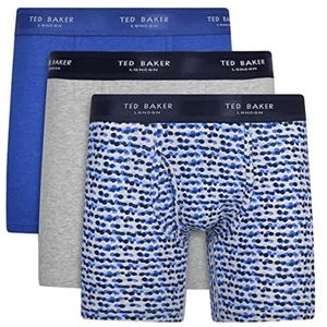 Ted Baker Heren 3-pack katoenen boxershort, sodaliet blauw/wit/deimos blauw, klein, Sodaliet Blauw/Wit/Deimos Blauw, S