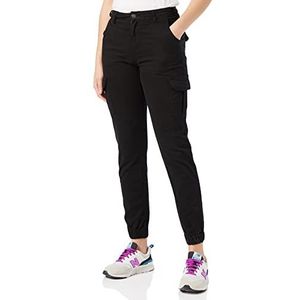 Urban Classics Damesbroek voor dames, hoge taille, cargobroek, cargo-broek met opgestikte zakken, verkrijgbaar in vele kleuren, maten 26-34, zwart, 34