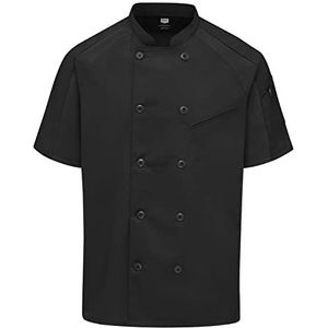 Red Kap Men's Airflow Raglan Chef Coat with Oilblok, Black, X-Large