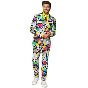 OppoSuits carnavalskostuums heren feestelijk drukpak met stropdas pak 46 EU multicolor