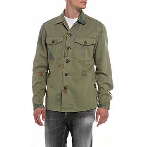 Replay heren hemdjas, 010 KHAKI MULTIKLEUR, XL