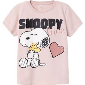 NAME IT Nkfnanni Snoopy Ss Top Noos Vde T-shirt voor meisjes, sepia rose, 122/128 cm