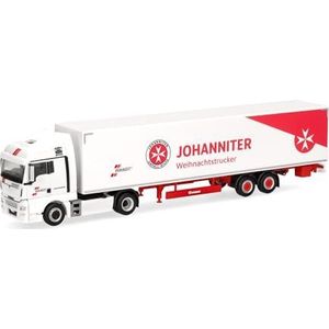 herpa Modelbouwset vrachtwagen MAN TGX XLX Euro6c kiepwagen wandt/Johanniter kerststruck miniatuur op schaal 1:87 verzamelstuk Made in Germany kunststof