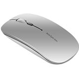 Uiosmuph Q5 Draadloze Muis, 2,4 GHz USB oplaadbaar muis met USB nano-ontvanger slanke stille gamingmuis voor Windows PC laptop Mac MacBook- zilver