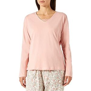 women'secret T-shirt met lange mouwen van katoen in single jersey, roze, normaal voor dames, Violeta, S