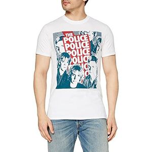 The Police T Shirt Half tone Faces Band Logo nieuw Officieel Unisex Wit XL