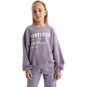 DeFacto Sweatshirt voor meisjes, lila, 7-8 Jaren