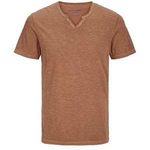 JACK & JONES Heren T-shirt gemêleerd GEDEELDE kraag T-shirt, Mocha Bisque., XL