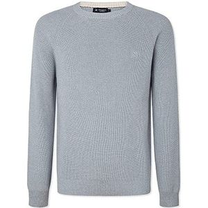 Hackett London Mouline Crew Pullover Sweater voor heren, blauw (chambray/ecru), XS