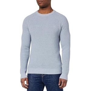 Hackett London Mouline Crew Pullover Sweater voor heren, blauw (chambray/ecru), XL