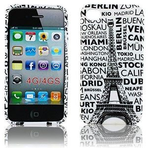 Apple iPhone 4 4S Silicone City Paris Design Bescherming Telefoonhoes Case Tas Etui Bumper Thematys®