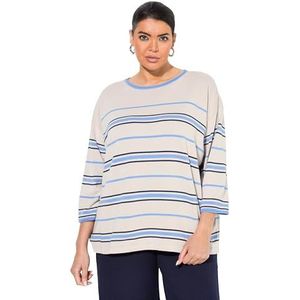 Ulla Popken Dames grote maten grote maten plus size gebreide trui strepen, zand-beige, 42-44