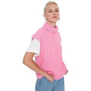 Trendyol Dames coltrui Plain Regular Sweater Vest, Roze, L, roze, L