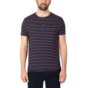 Timezone Henley-shirt voor heren, gestreept, Blue Red Stripe, S