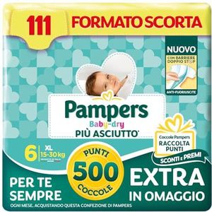 Pampers Baby Dry XL maat 6 (15-30 kg), 111 luiers + 500 extra knuffelpunten gratis