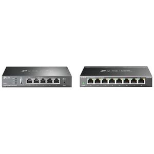 TP-Link TL-R600VPN SafeStream Gigabit MultiWAN VPN Router & TP-Link TL-SG108E 8-poorts Gigabit Easy Smart Managed Network Switch (8 Gigabit RJ45-poorten, IGMP-snooping), Metallic Zwart