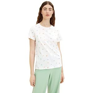 TOM TAILOR Dames T-shirt 1035378, 31577 - Offwhite Abstract Dot Print, XXS