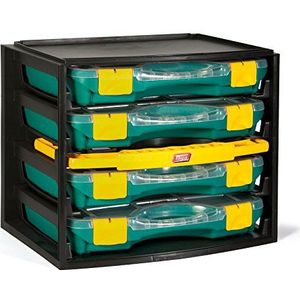 TAYG Multibox N° 1 (incl. 4 kleine onderdelen boxen N° 22, opbergsysteem voor kleine onderdelen, box stapelbaar, voor gereedschap, afmetingen 335x250x275 mm) 484960