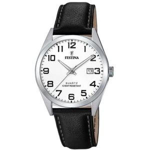 Festina Analoog kwartshorloge voor heren, met leren armband F20446/1, wit, Classic