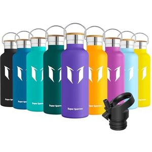 Super Sparrow Drinkfles - 500ml - RVS Waterfles met Herbruikbaar Rietje (2 Doppen), Lekvrij en Vacuüm-Geïsoleerd, BPA-vrij – Ideaal voor Sport & Outdoor