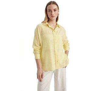 DeFacto Dameshemd van katoenweefsel met lange mouwen, geel, XS