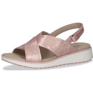 CAPRICE Platte damessandalen van leer met klittenbandsluiting, Past Pink Napl, 42 EU