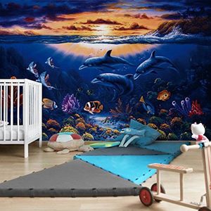 Apalis Vliesbehang Dolphins World fotobehang breed | vliesbehang wandbehang muurschildering foto 3D fotobehang voor slaapkamer woonkamer keuken | meerkleurig, 94597