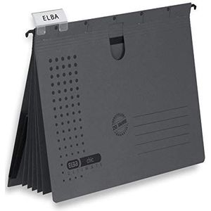 ELBA 100333016 Meervoudige hangmappen chic Ultimate, verpakking van 5 stuks van gerecycled karton voor DIN A4 met 5 tabbladen en schriften binnenvak op de rug in antraciet