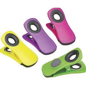 KitchenCraft Chunky magneetclips voor voedselverpakkingen en notities, kunststof, gemengde kleuren, set van 4