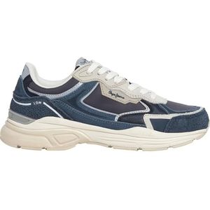 Pepe Jeans - PLS600015 Dave Retro - Leren Sneakers - Marineblauw - Casual