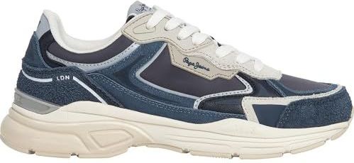 Pepe Jeans - PLS600015 Dave Retro - Leren Sneakers - Marineblauw - Casual