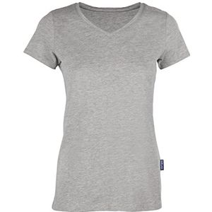 HRM Dames Luxe V-hals T-shirt, Grijs-Gemengd, Maat M I Premium Dames V-hals T-shirt Gemaakt van 100% Biologisch Katoen I Dames Basic Shirt Wasbaar tot 60°C I Hoogwaardige en Duurzame Damestops