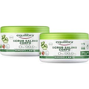 Equilibra Lichaam, scrubzout, scrubpeeling lichaam met aloë vera, maakt en verzorgt de huid, zeezout mix met watereffect, natuurlijke oliën en plantaardige extracten, 2 stuks à 600 g