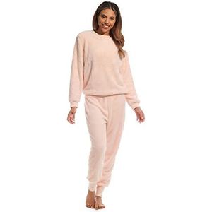 Light & Shade Pretty Woman Dames Supersoft Coral Fleece Twosie Wellsoft Pyjama Set Comfortabele Warm Zachte Loungewear, Perzik, Klein/Medium