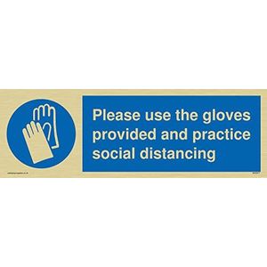 Gebruik de meegeleverde handschoenen en oefen sociaal afstandteken - Vinyl Gold sticker