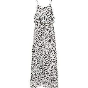 ZITHA Maxi-jurk voor dames, met bloemenprint, zwart, wit, XS