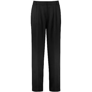 Taifun Brede broek voor dames, wijde pijpen, stof, combi, lange wijde broek, effen kleur, normale lengte, zwart, 34