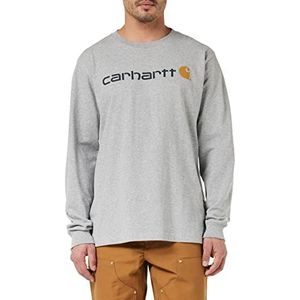 Carhartt Heren Long-Sleeve Workwear Signature Graphic Core Logo T-shirt, Heather Grey, XS
