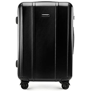 WITTCHEN Classic Line Elegante koffer van robuust polycarbonaat met verticaal reliëf TSA-slot, zwart, Medium, modern