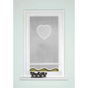 54517 Corazon, raam-/deurbehang, van Batist, t, met haakboord, trekkoord, kleur: wit, afmetingen (h x b): (100 x 60 cm)