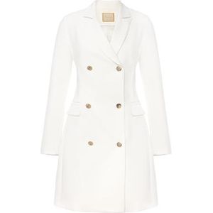 Swing Fashion Witte elegante jurk jasjurk met gouden knopen CORA | maat 36 | klassieke snit, wit, 36