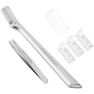 Tweezerman - Wenkbrauwscheerapparaat - Zilver - Mini Slant Tweezer & Brow Razor